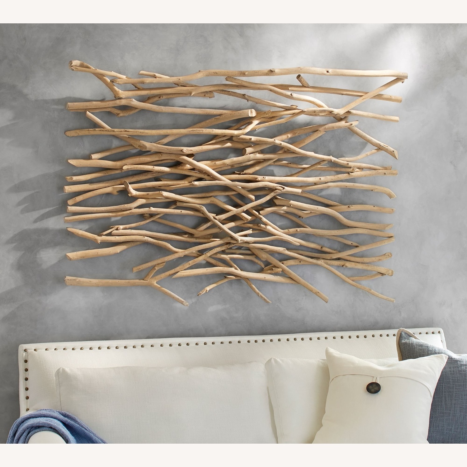 Wall Art: Large Driftwood Panel with Interwoven Branches