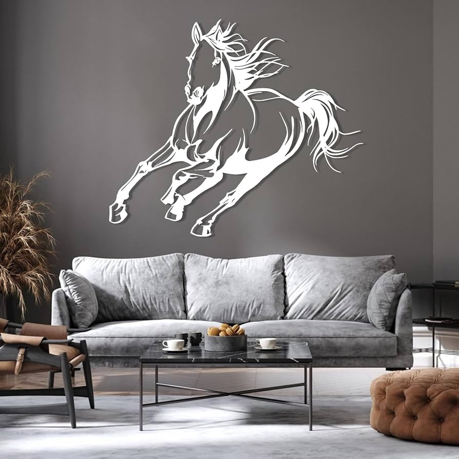 Wall Art Large White Metal Horse Silhouette Wall Art