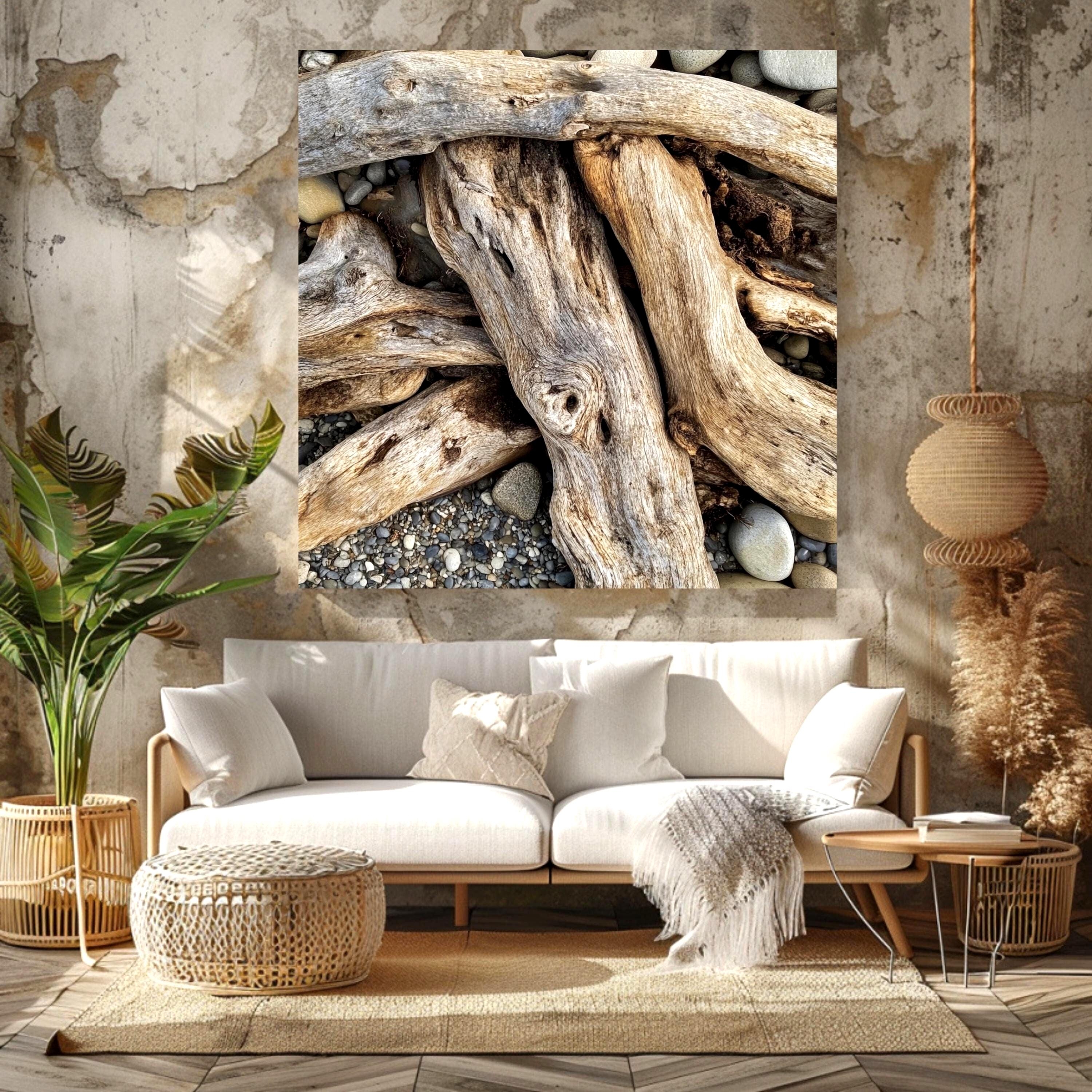 Wall Art Macro Driftwood Detail Nature-Inspired Canvas