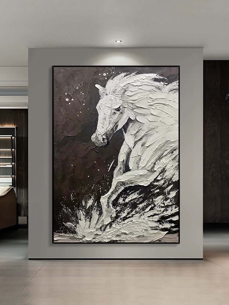 Wall Art Monochrome Impasto Textured Horse Wall Art