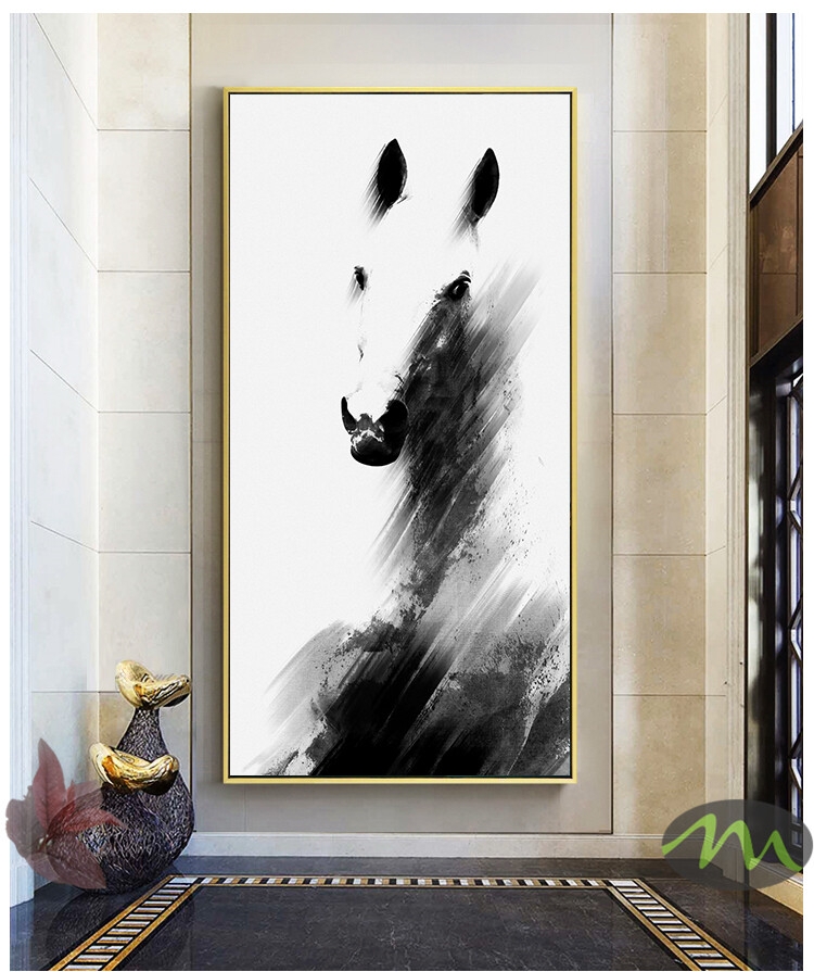 Wall Art Oversized Abstract Monochromatic Horse Wall Art