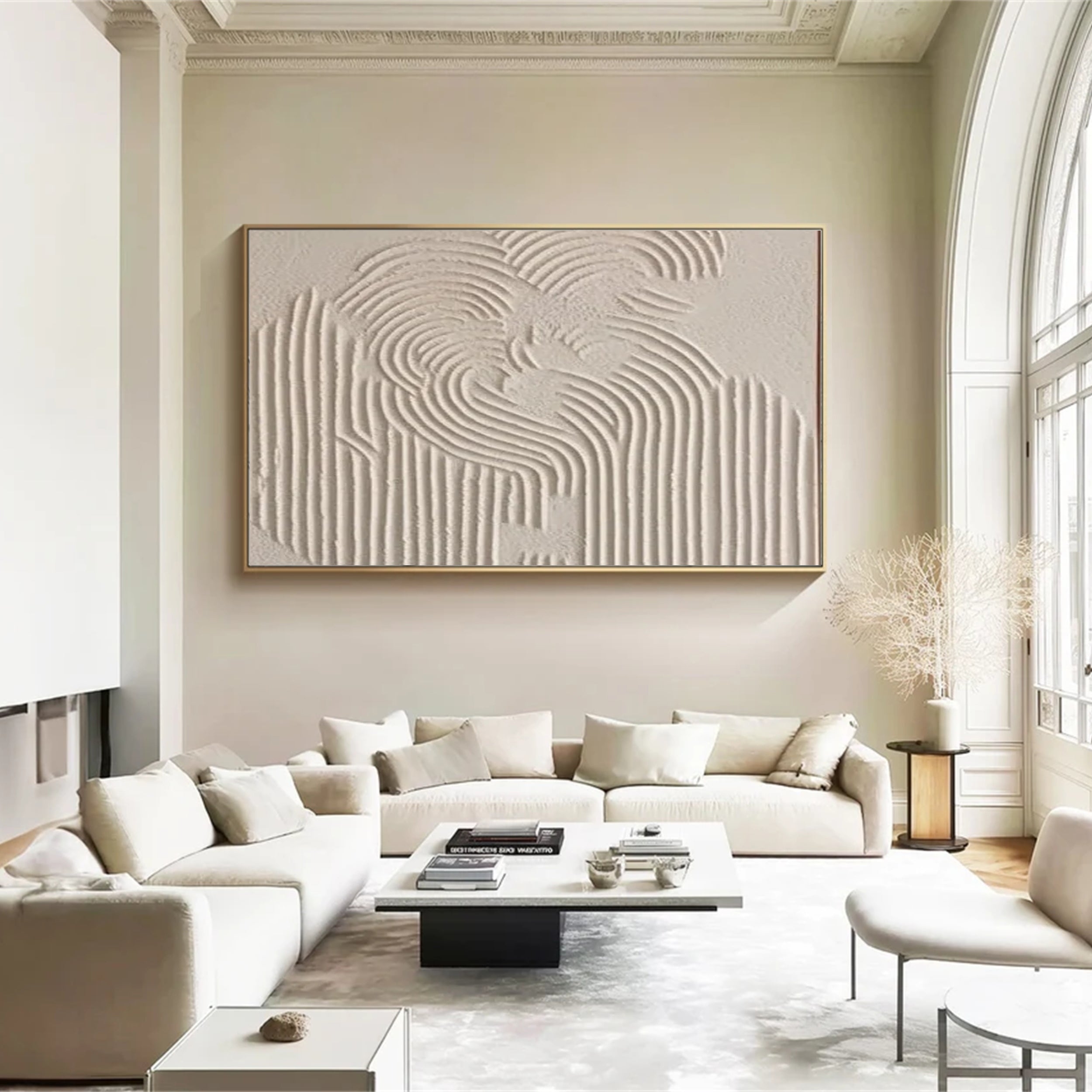 Wall Art Sculptural Relief Waves Japandi Wall Decor