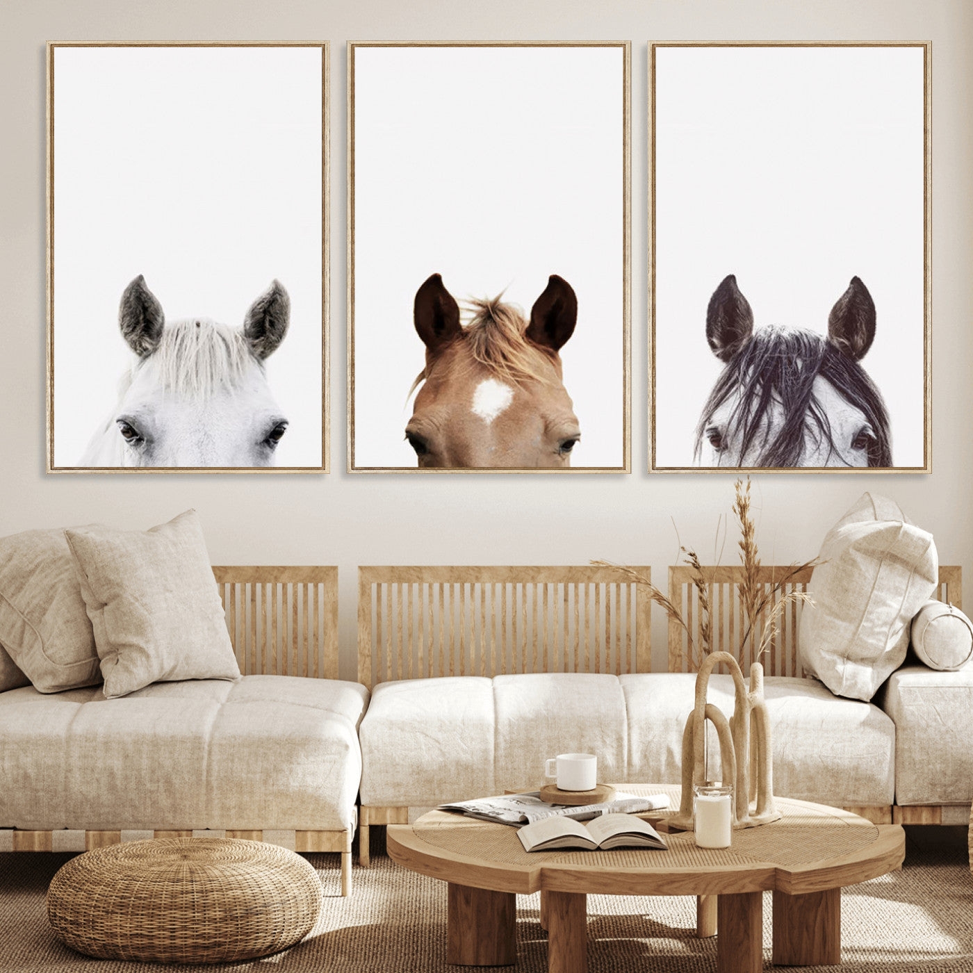 Wall Art Set Portrait Triptych Horse Wall Art Triptych