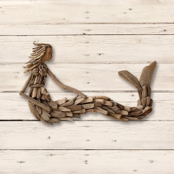 Wall Decor: Mermaid Silhouette Weathered Wood Beach House Art