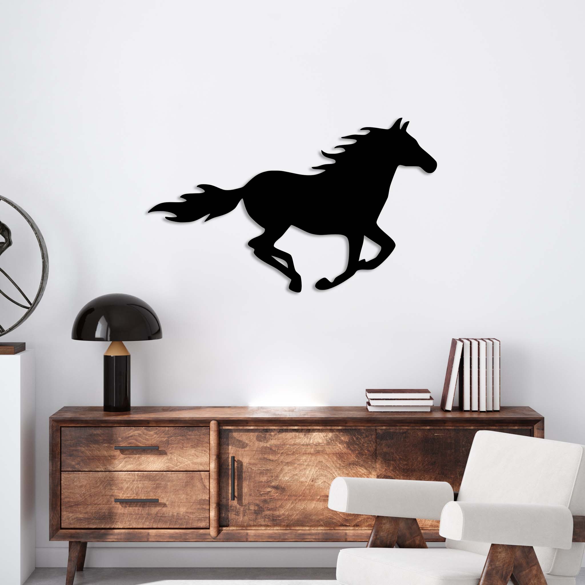Wall Decor Minimalist Matte Black Running Horse Decor