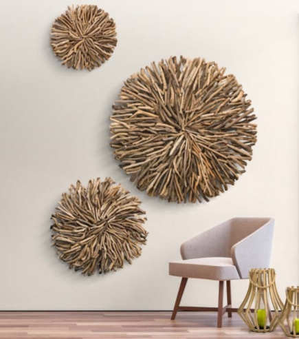 Wall Decor: Radiating Driftwood Sunburst Silhouette Sculpture