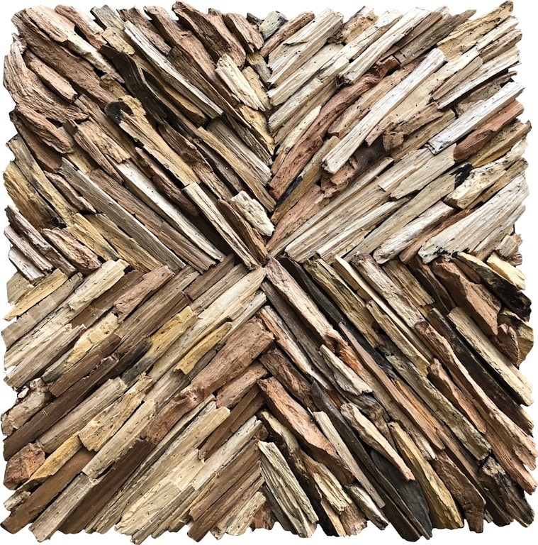 Wall Decor: Sunburst Arrangement Textured Wood Mosaic Relief