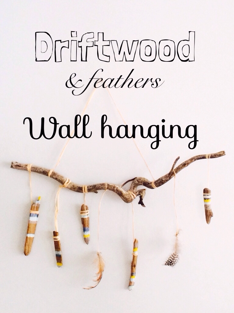 Wall Hanging: Painted Wood Shards and Feathers Boho Mobile