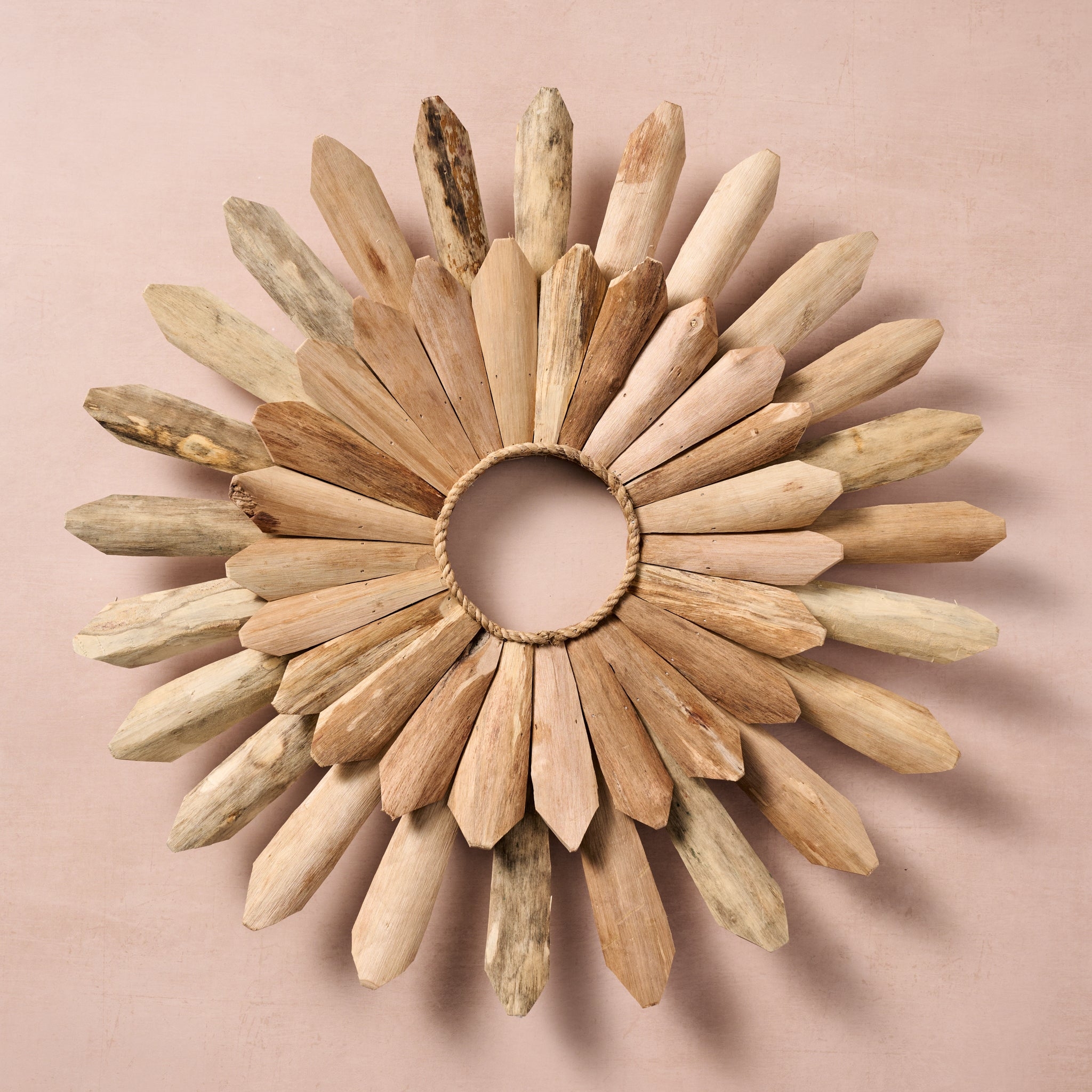 Wall Hanging: Radial Slats Daisy Motif Three Dimensional Art