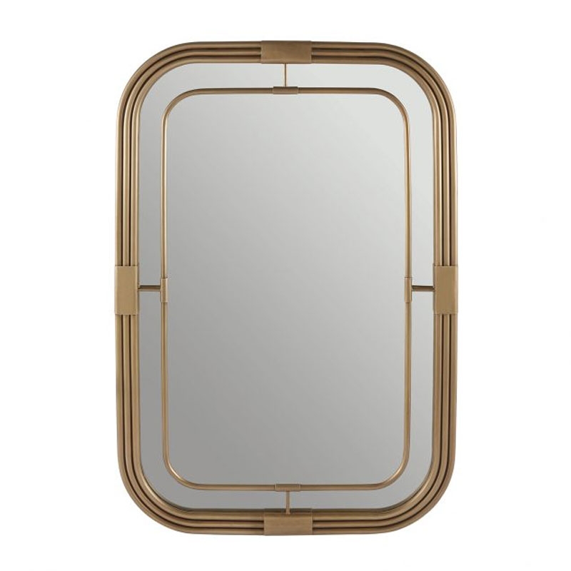 Wall Mirror: Antique Gold Stadium Triple Banded Metal Frame