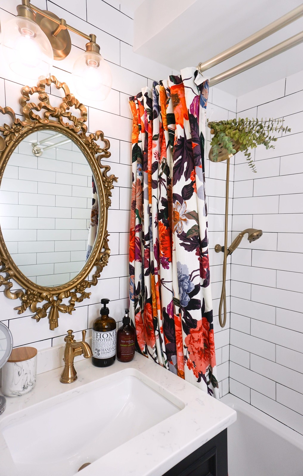Wall Mirror Botanical Shower Curtain Ornate Gold Wall Mirror