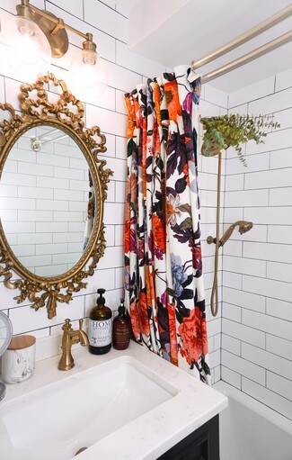 Wall Mirror Botanical Shower Curtain Ornate Gold Wall Mirror