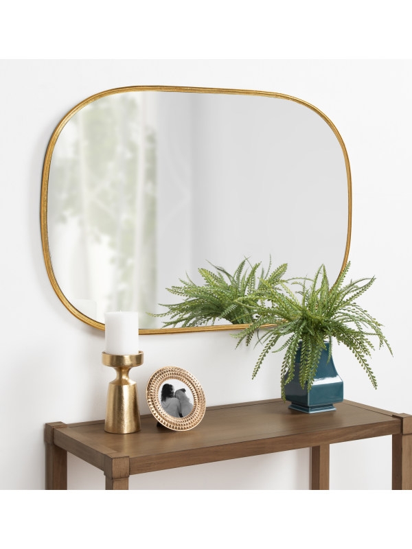 Wall Mirror: Gold Leaf Pill Shaped Frame Landscape Design