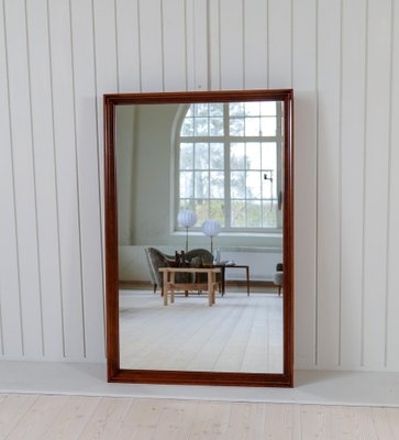 Wall Mirror: Large Swedish Walnut Rectangular Molded Edge