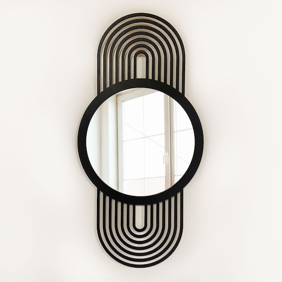 Wall Mirror: Matte Black Concentric Arched Geometric Frame