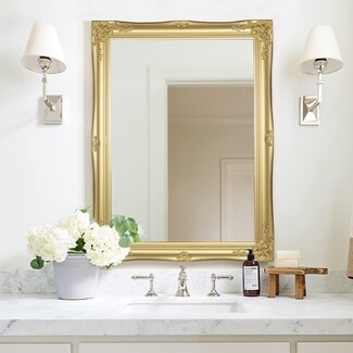 Wall Mirror Scalloped Frame Ornate Gold Bathroom Mirror