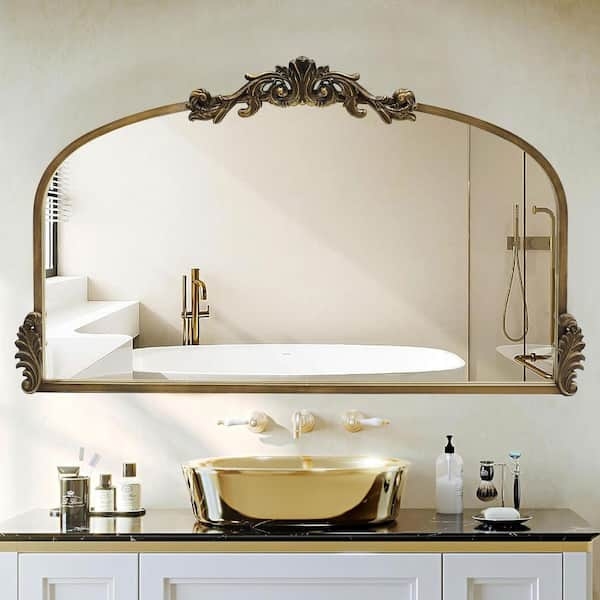 Wall Mirror Wide Arch Antique Brass Baroque Arched Wall Mirror