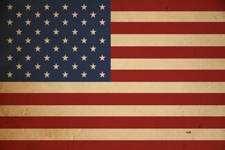 Wall Mural Aged Patina Muted Burgundy Rustic Flag Graphic