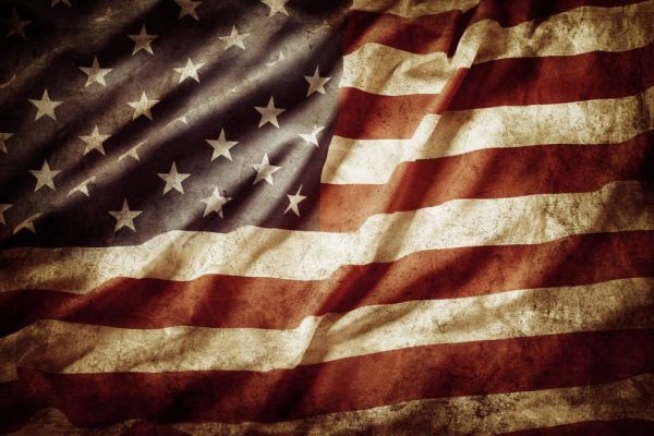 Wall Mural Realistic Fabric Folds Aged Vintage Americana