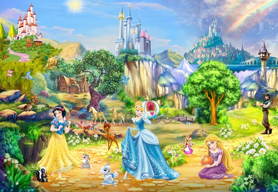 Wall Mural with Immersive Landscape for Girls Fairytale Nursery Decor