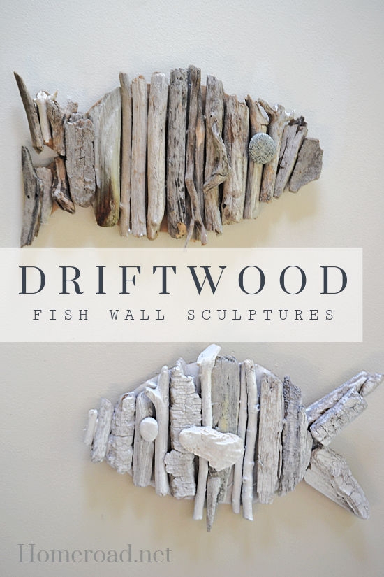Wall Sculpture Fish Shape Weathered Coastal Wall Art