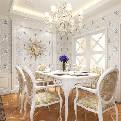 Wallpaper | 3D Embossed Texture Light Blue Trellis Wall Art