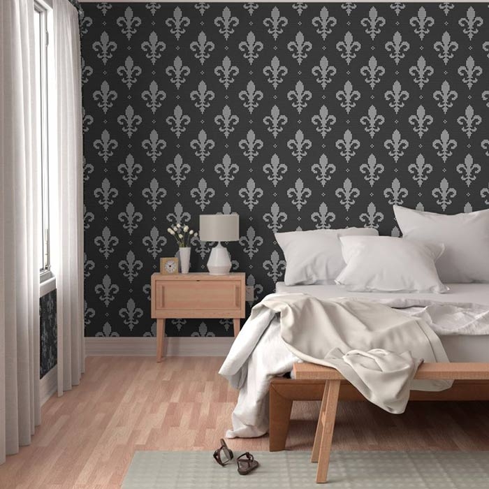 Wallpaper | Beaded Texture Gothic Fleur De Lis Wallpaper
