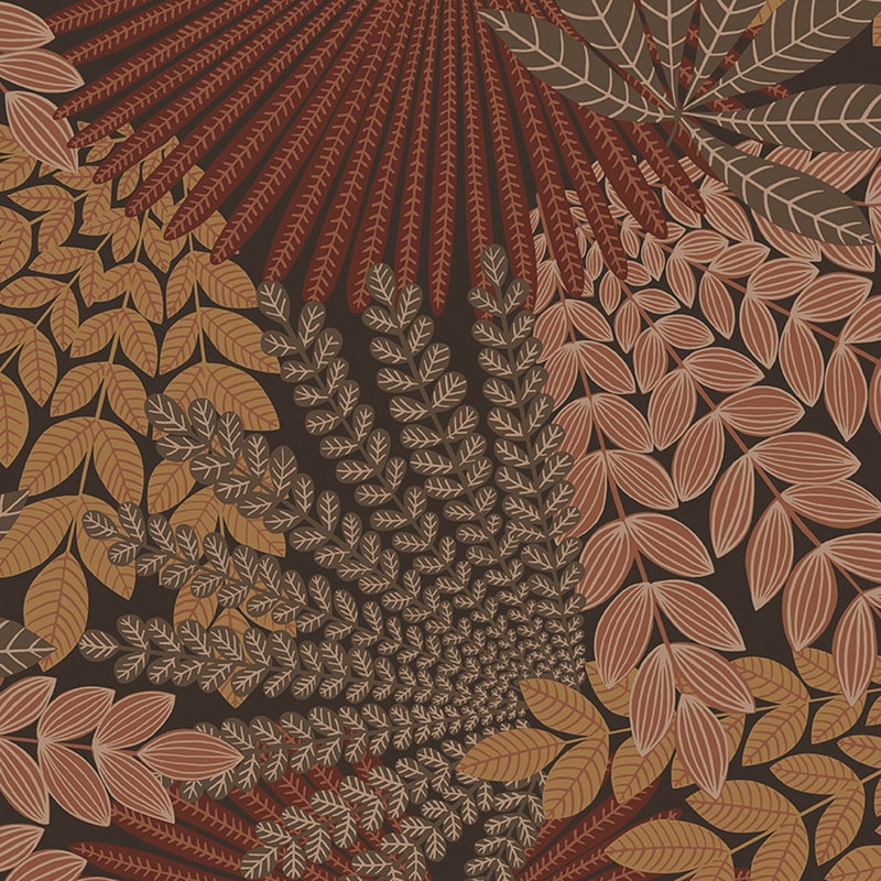 Wallpaper: Dense Leaf Overlay Earthy Terracotta Nature Print