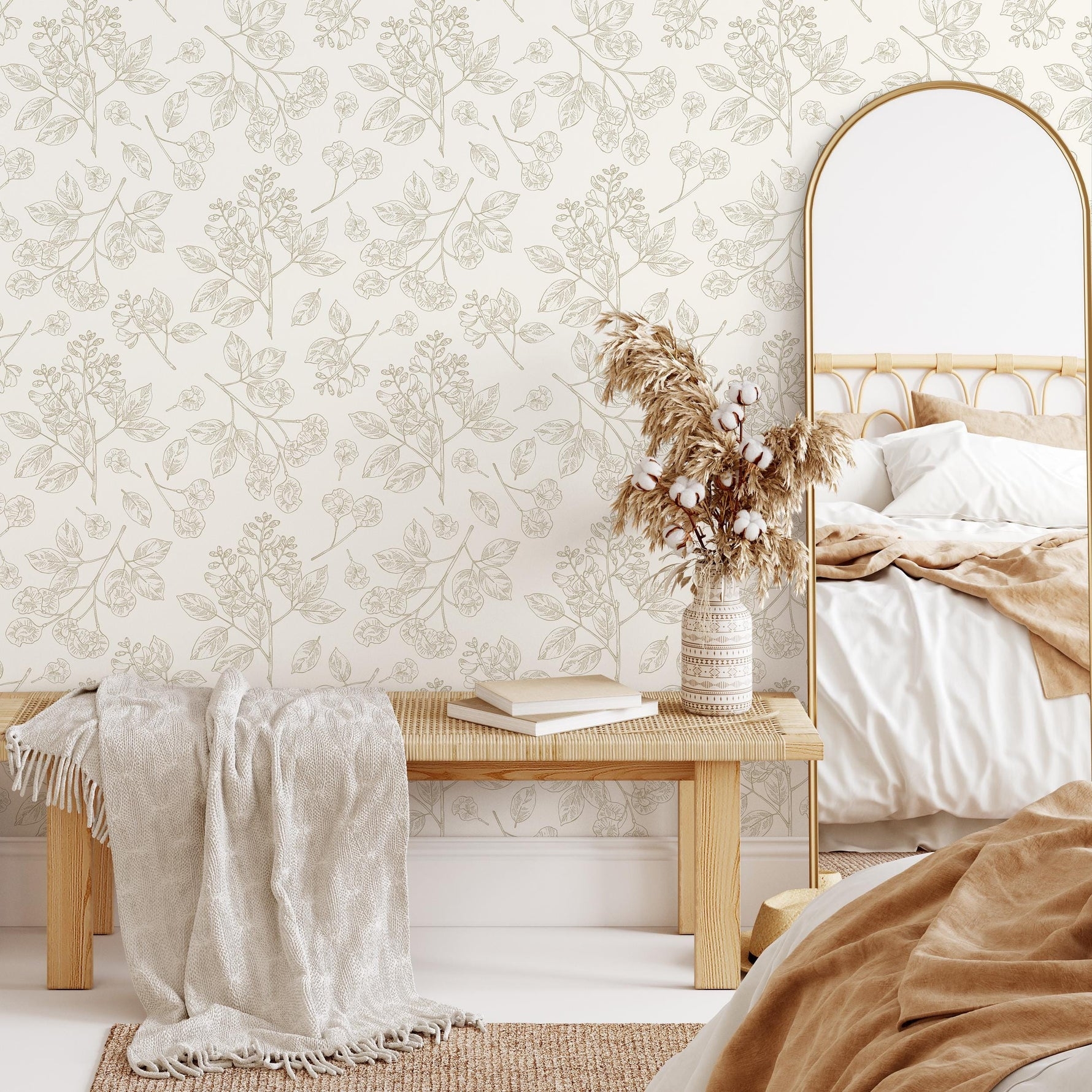 Wallpaper Displaying Neutral Tone Vintage Motif