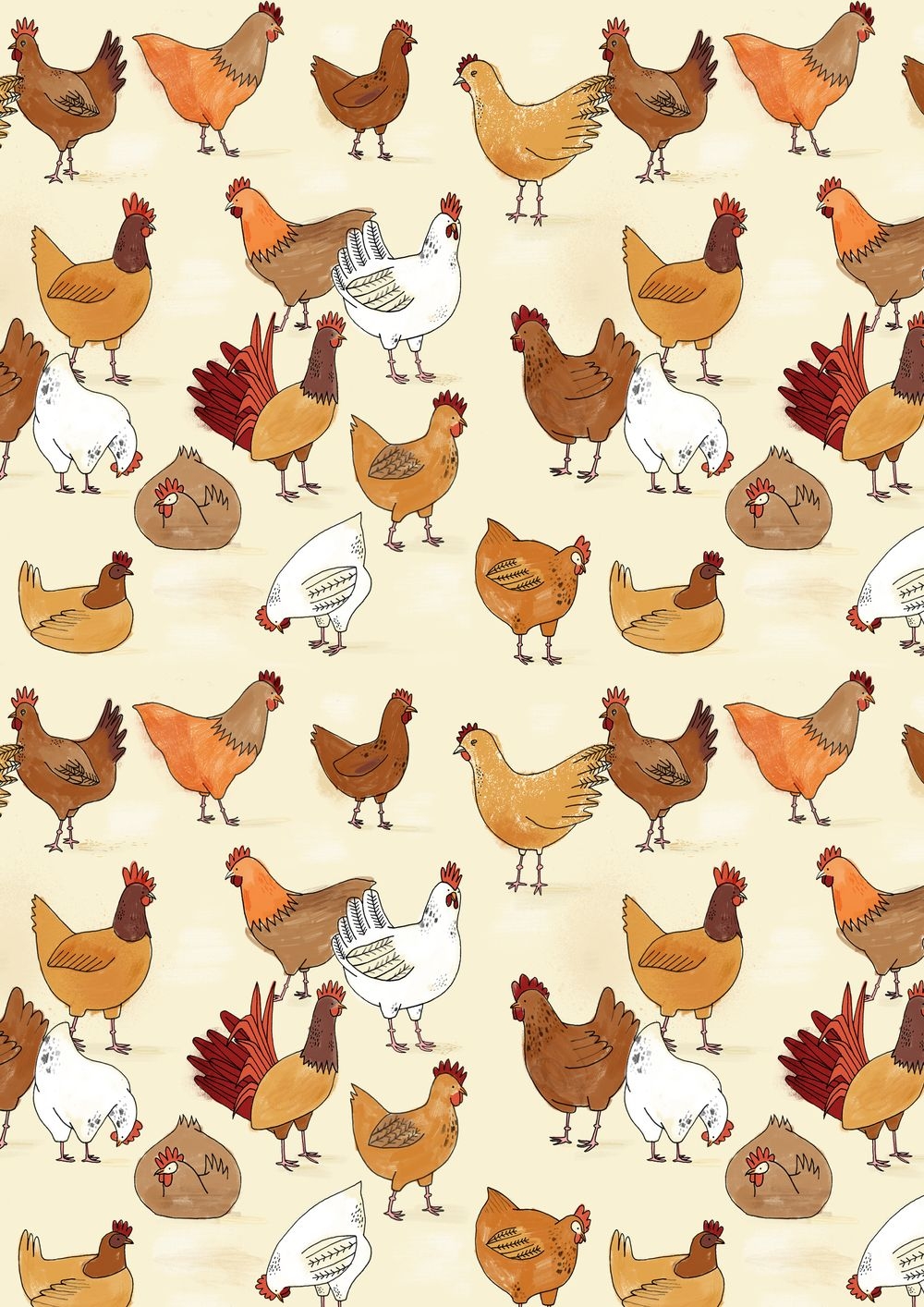 Wallpaper featuring Assorted Poultry in Hand Drawn Illustration Style