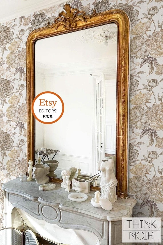 Wallpaper for Parisian Chic Mantel and Large Floral