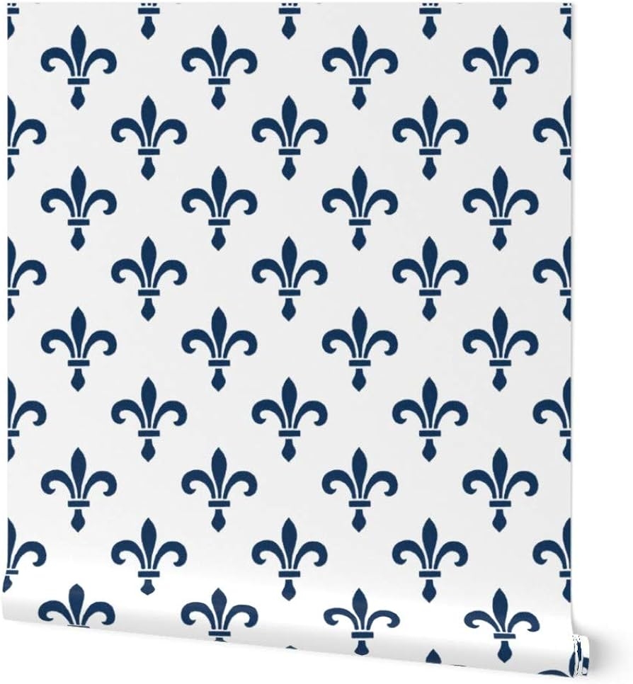 Wallpaper | High Contrast Navy Blue Fleur-de-lis Wallpaper