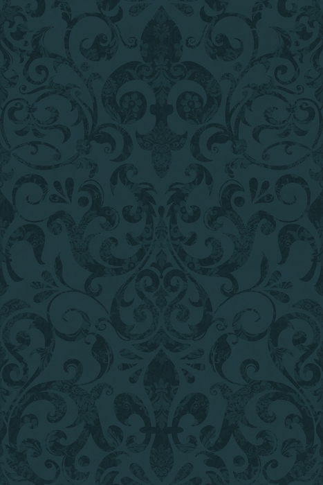 Wallpaper | Ornate Filigree Dark Teal Damask Wallpaper