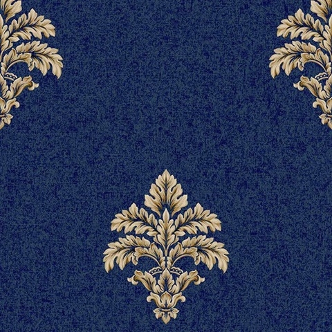 Wallpaper | Ornate Medallion Focal Navy Baroque Wallpaper