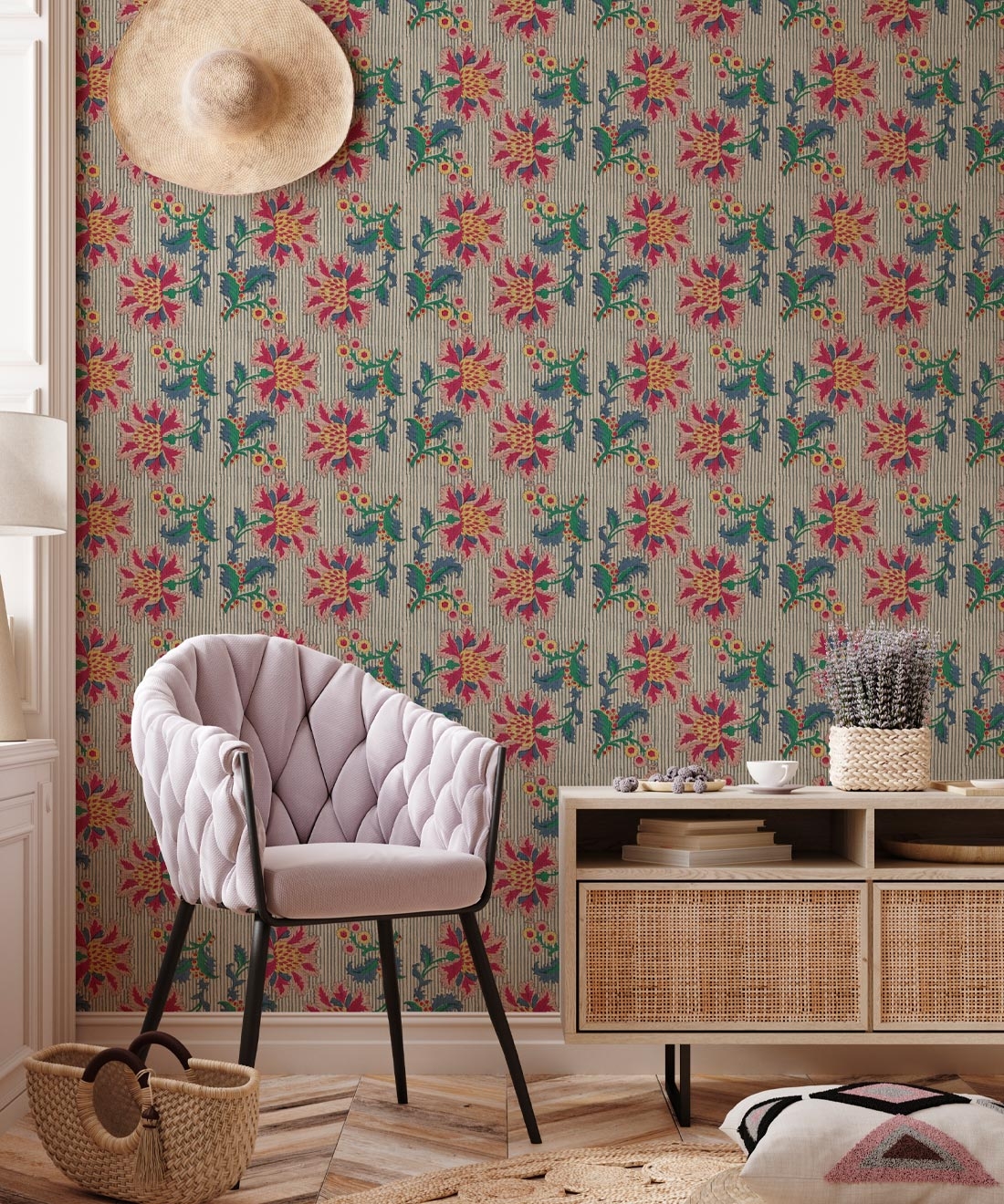 Wallpaper Plus Woven Cane Sideboard Eclectic Motif