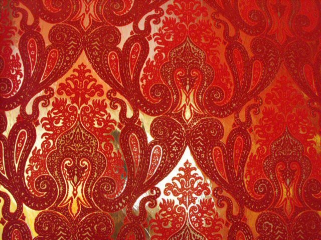Wallpaper: Red Burgundy Palette with Metallic Gold Sheen Flock