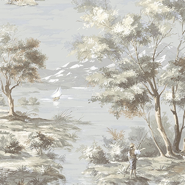 Wallpaper Showcasing Sage Green Toile Countryside