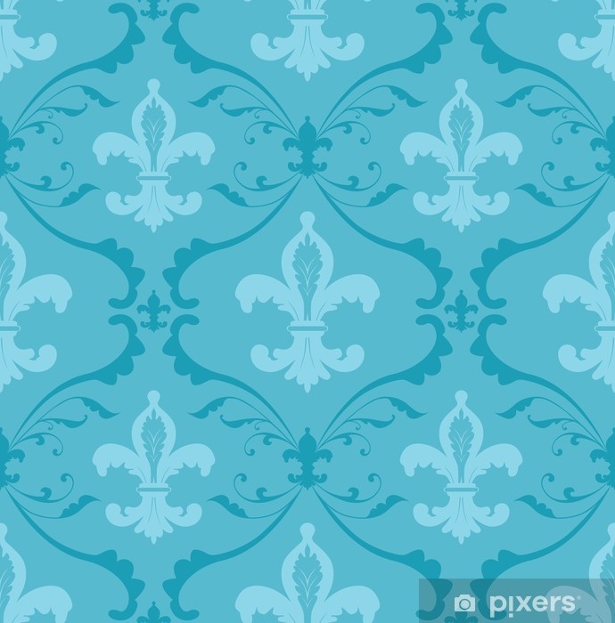 Wallpaper | Teal Blue Palette Teal Fleur-de-lis Wallpaper