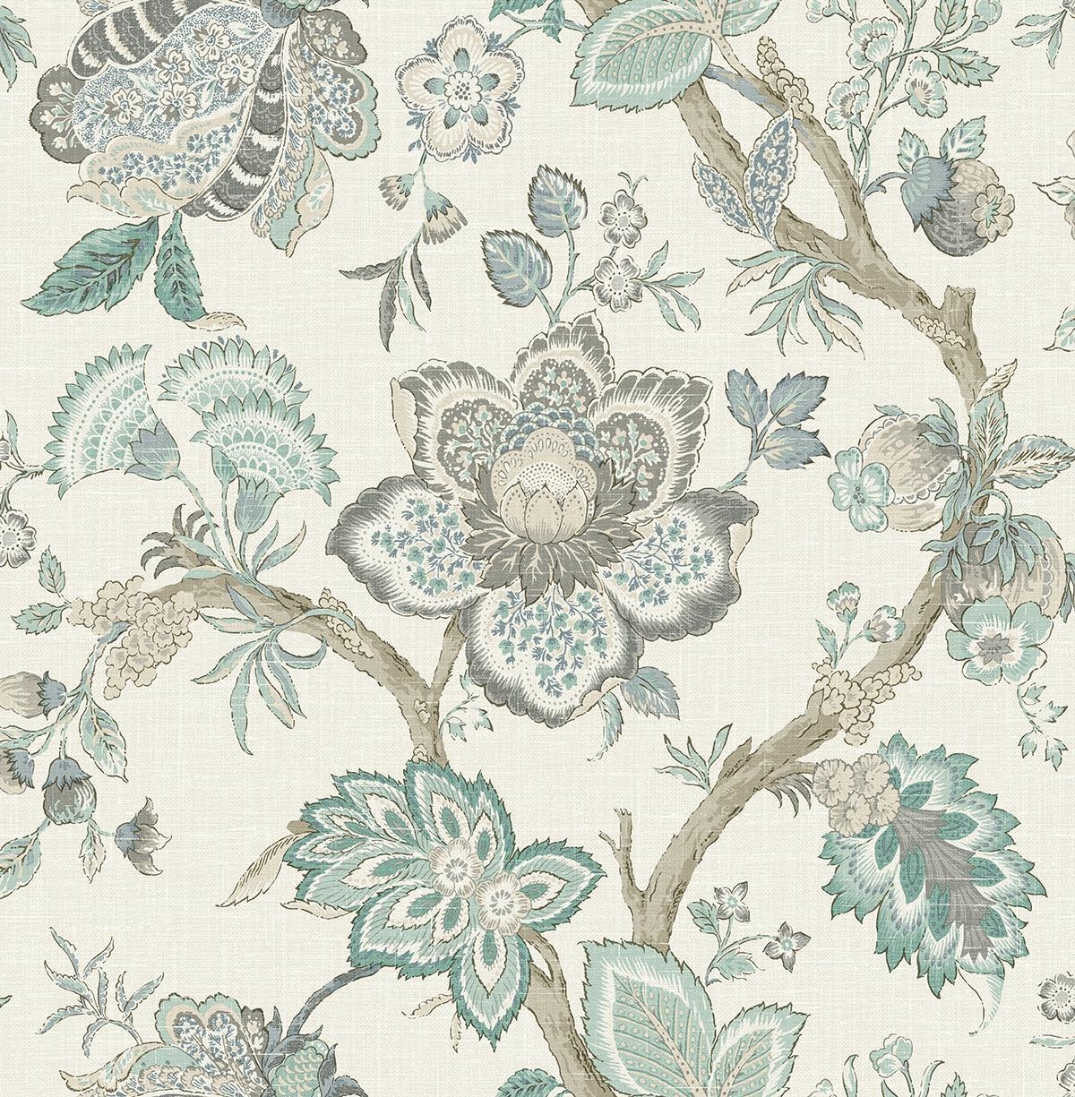 Wallpaper Using Summer Sky Blue Jacobean Print