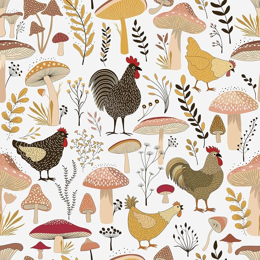 Wallpaper using Varied Fungi Pattern for Cottagecore Mushroom Decor