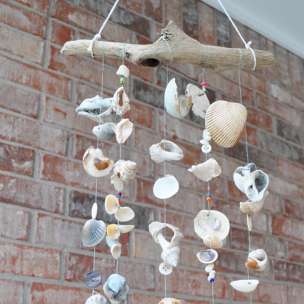 Wind Chime: Button Details Driftwood Seashell Wind Chime