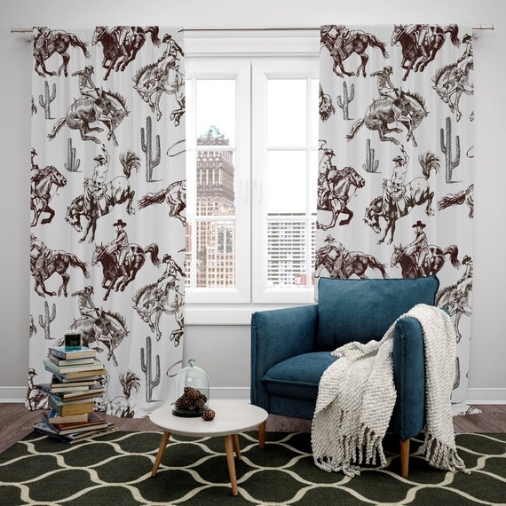 Window Curtains Rodeo Sketch Floor Length Panels