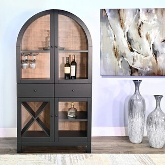 Wine Cabinet: Arched Matte Black Two Tone Contrast Hutch