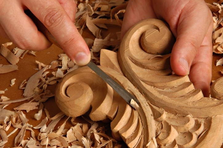 Wood Carving Featuring Deep Acanthus Leaf Motif Details