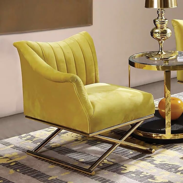 Accent Chair | Asymmetrical Armrest Modern X-Base