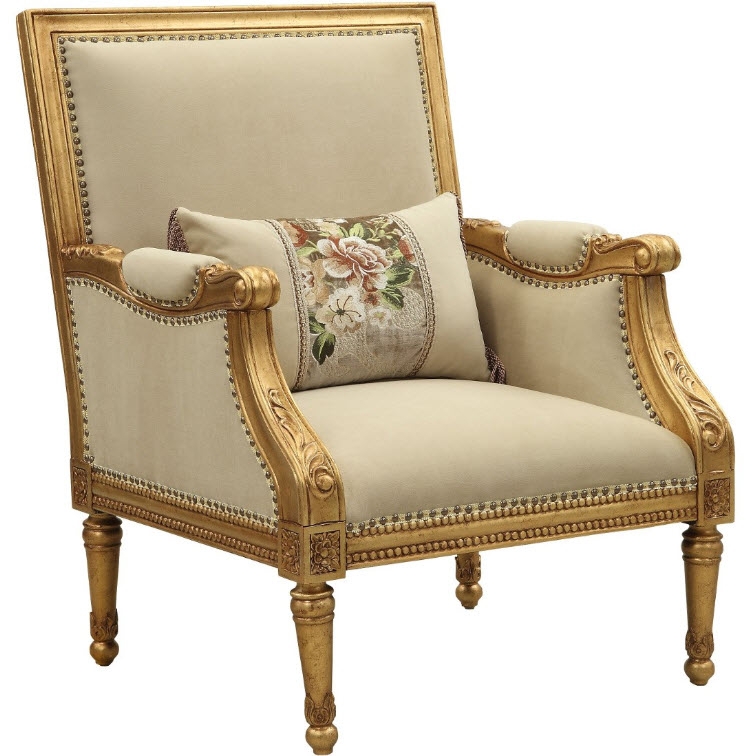 Accent Chair + Bronze Nailhead Trim Antique Finish