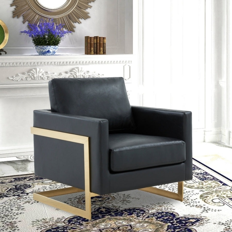 Accent Chair: Cantilever Base Metallic Gold Frame