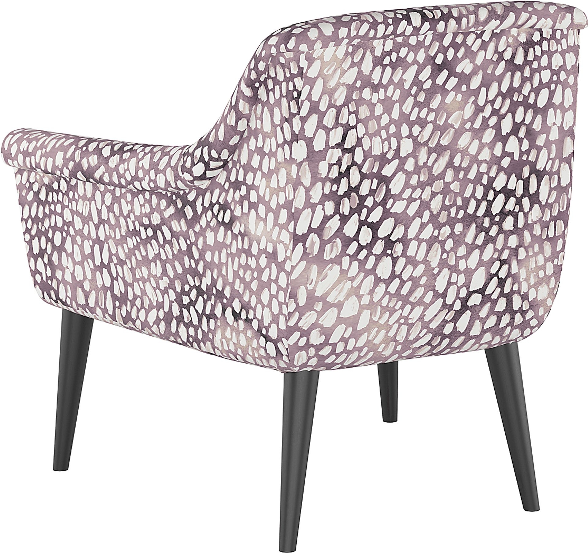 Accent Chair Dotted Pattern Purple Tapered Wood Legs