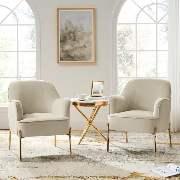 Accent Chair featuring Golden Metal Legs Velvet Seating