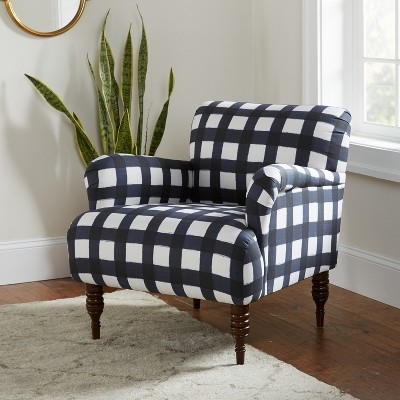 Accent Chair featuring Navy Buffalo Check Pattern